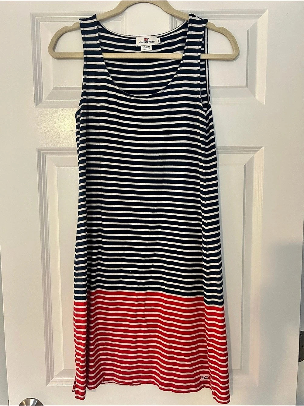 vineyard vines Striped Maxi Dress in Blue & Red Size Small Like New